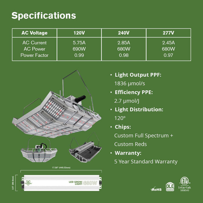 FloraFlex High Bay 680W Full Spectrum LED Grow Light 6007