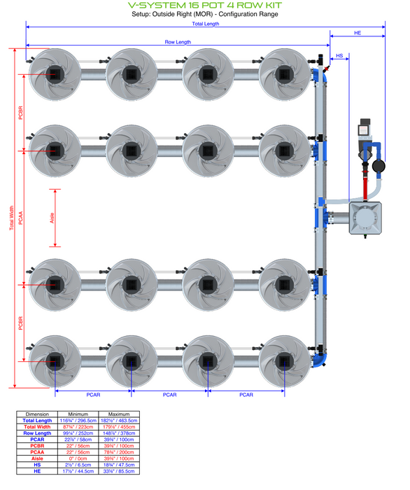 Alien North America V-System 16 Pot 4 Row Kit BD100-0416