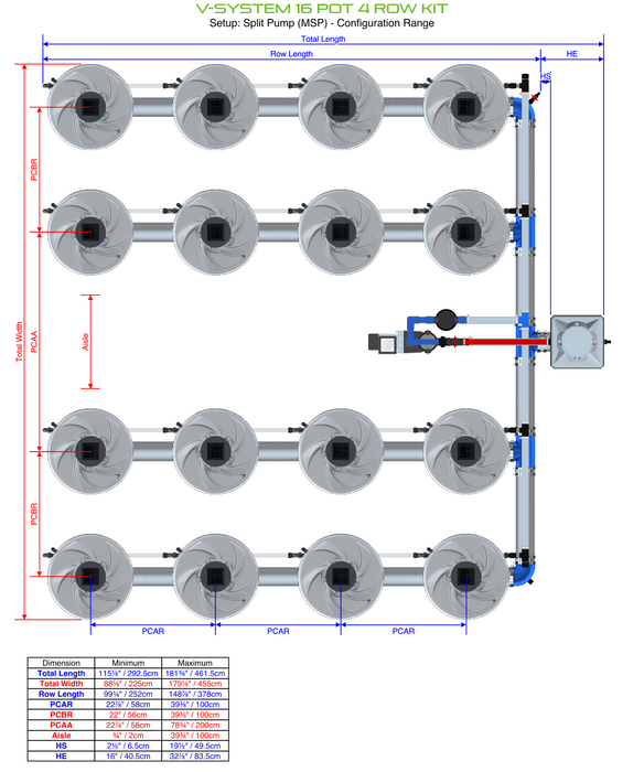 Alien North America V-System 16 Pot 4 Row Kit BD100-0416