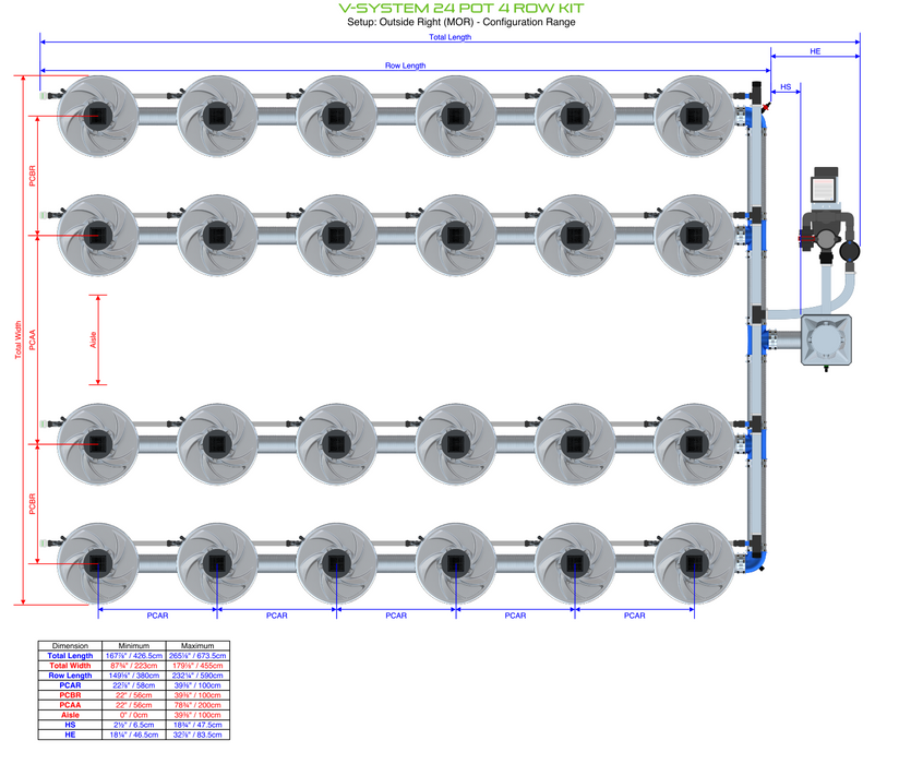 Alien North America V-System 24 Pot 4 Row Kit BD100-0424