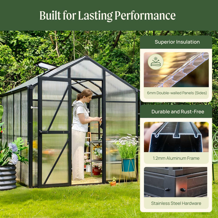 Vego Garden Junior Victorian Greenhouse - 6.5ft Wide VGHJV0604PCBK