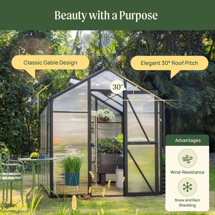 Vego Garden Junior Victorian Greenhouse - 6.5ft Wide VGHJV0604PCBK
