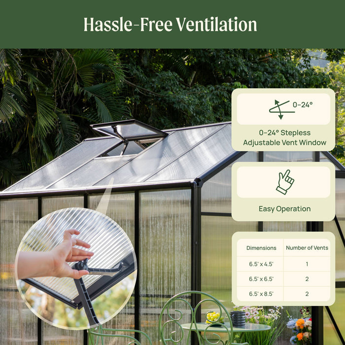 Vego Garden Junior Victorian Greenhouse - 6.5ft Wide VGHJV0604PCBK
