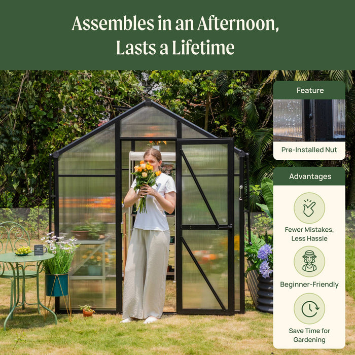 Vego Garden Junior Victorian Greenhouse - 6.5ft Wide VGHJV0604PCBK