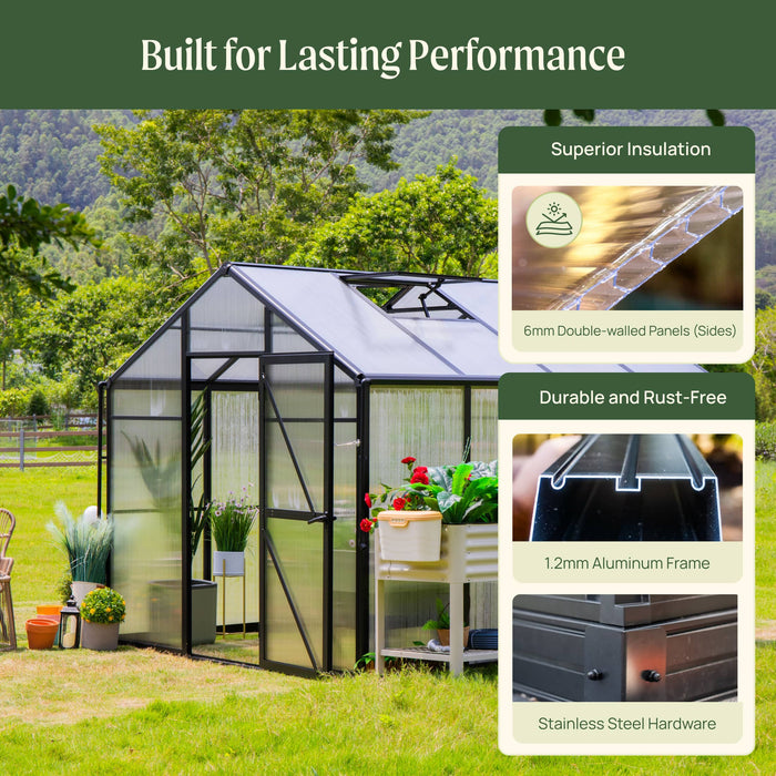Vego Garden Junior Victorian Greenhouse - 8.0ft Wide VGHJV0808PCBK
