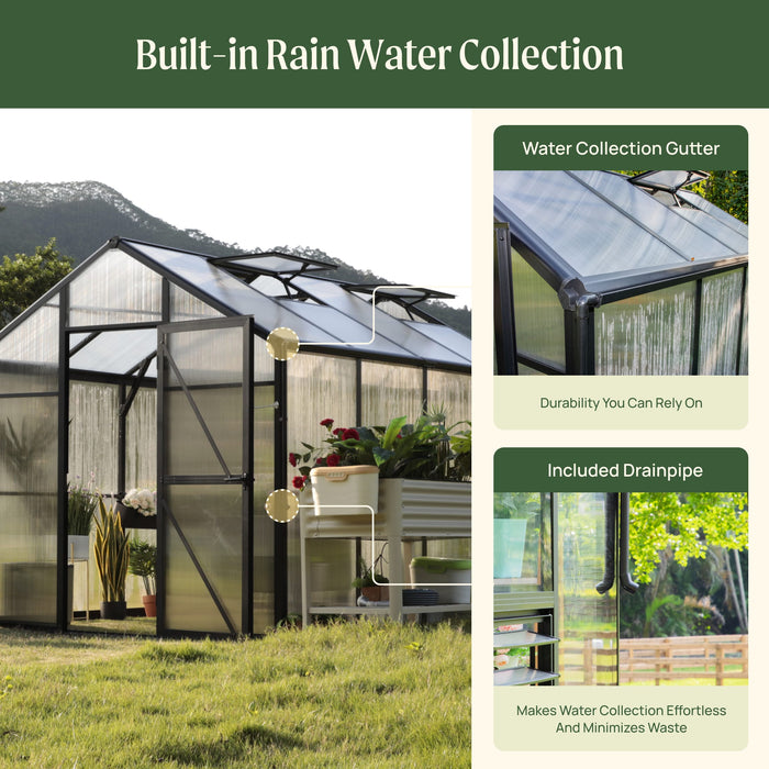 Vego Garden Junior Victorian Greenhouse - 8.0ft Wide VGHJV0808PCBK