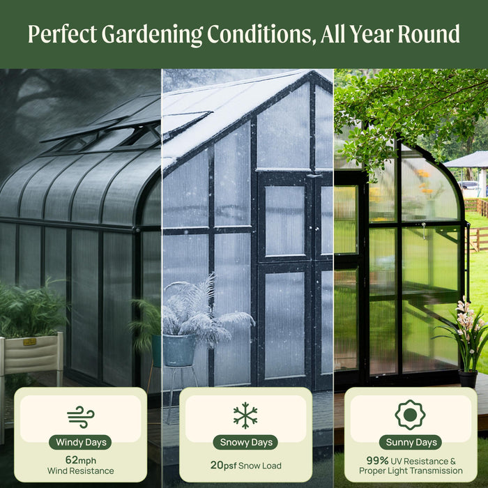 Vego Garden Pacific Greenhouse - 10.5ft Wide VGHP1012PCBK