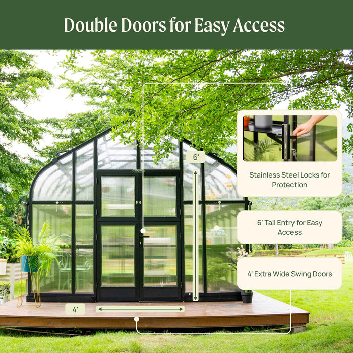 Vego Garden Pacific Greenhouse - 10.5ft Wide VGHP1012PCBK
