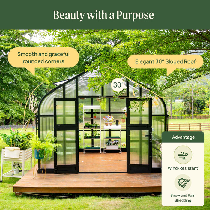 Vego Garden Grand Pacific Greenhouse - 12.5ft Wide VGHP1212PCBK