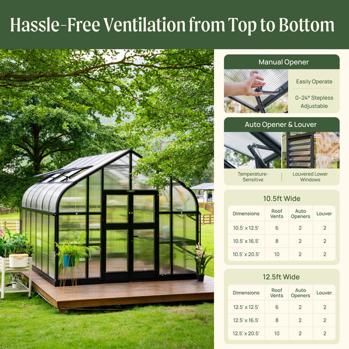 Vego Garden Grand Pacific Greenhouse - 12.5ft Wide VGHP1212PCBK