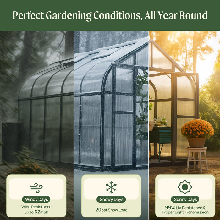 Vego Garden Pacific Greenhouse - 8.5ft Wide VGH0808PCBK