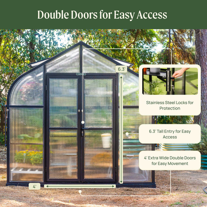 Vego Garden Pacific Greenhouse - 8.5ft Wide VGH0808PCBK