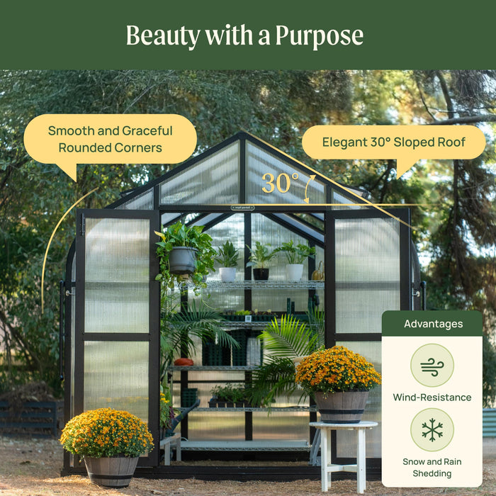 Vego Garden Pacific Greenhouse - 8.5ft Wide VGH0808PCBK