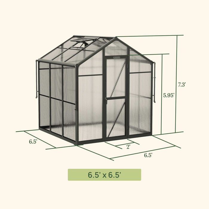 Vego Garden Junior Victorian Greenhouse - 6.5ft Wide VGHJV0604PCBK