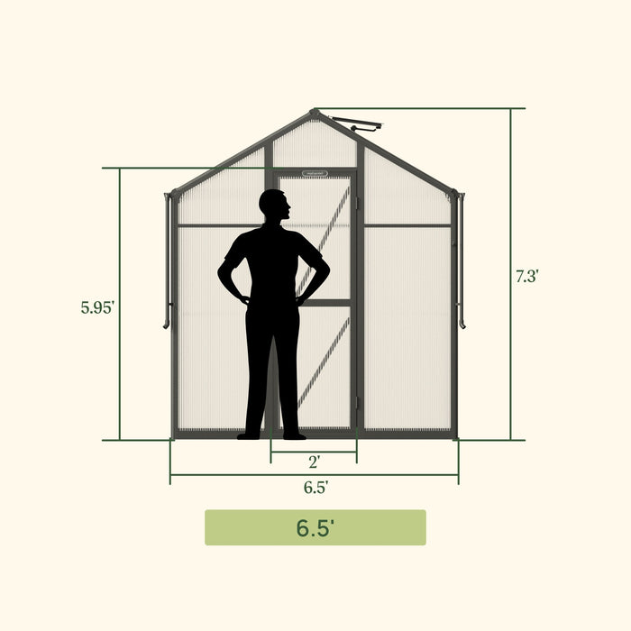 Vego Garden Junior Victorian Greenhouse - 6.5ft Wide VGHJV0604PCBK