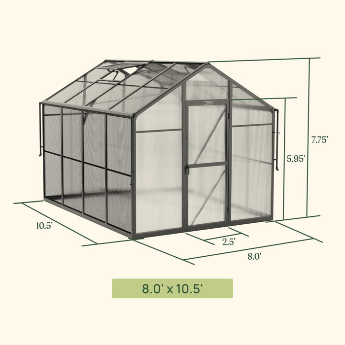 Vego Garden Junior Victorian Greenhouse - 8.0ft Wide VGHJV0808PCBK
