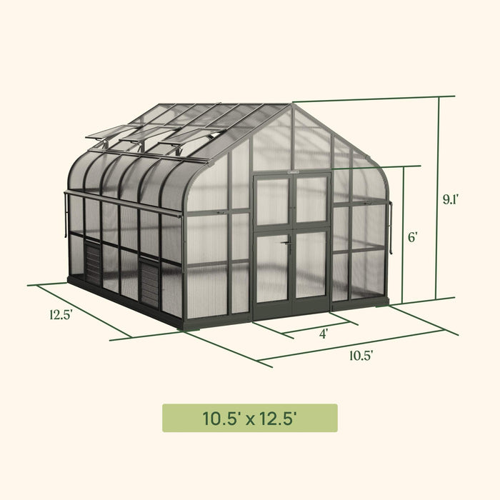 Vego Garden Pacific Greenhouse - 10.5ft Wide VGHP1012PCBK