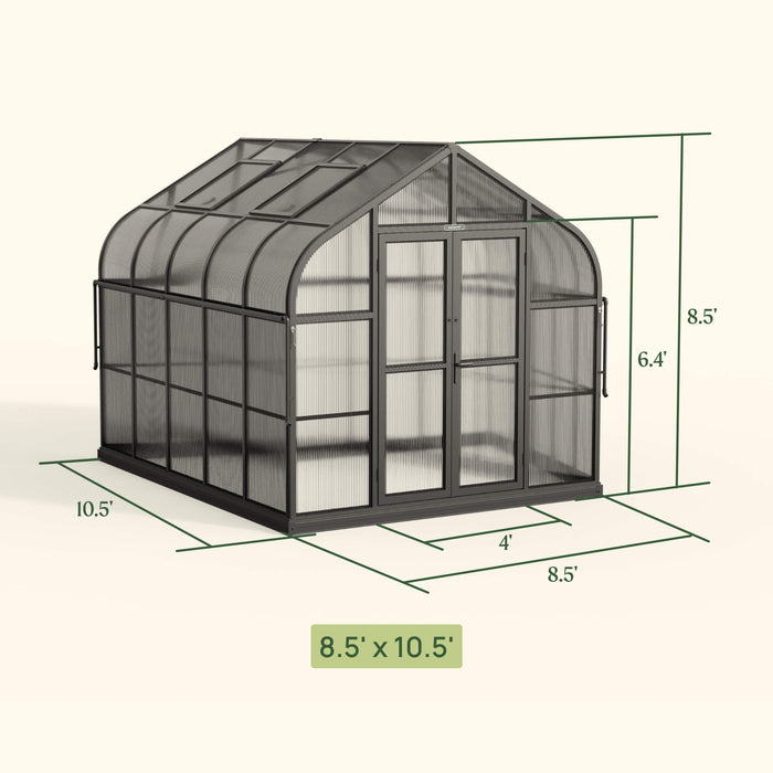 Vego Garden Pacific Greenhouse - 8.5ft Wide VGH0808PCBK