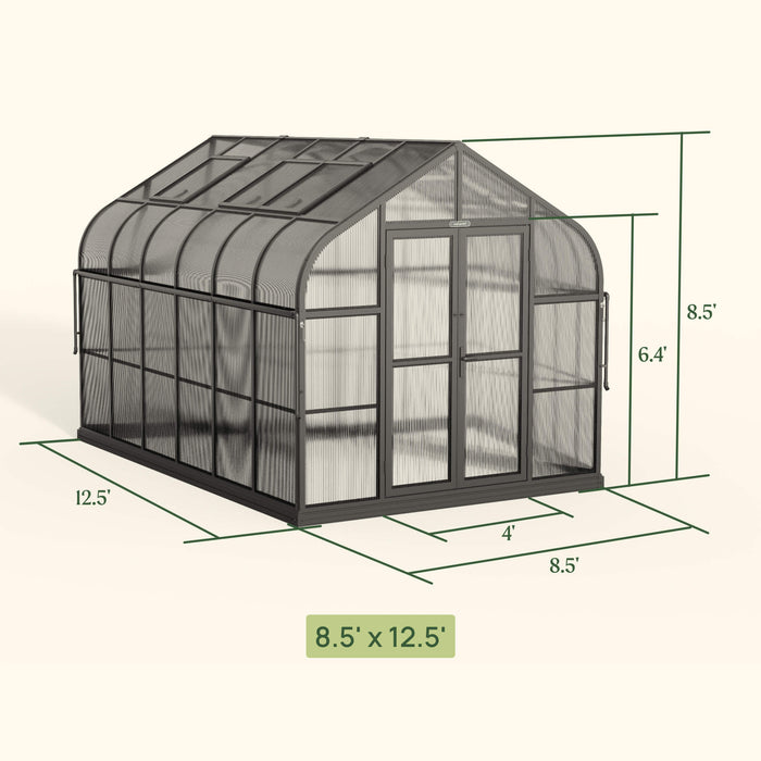 Vego Garden Pacific Greenhouse - 8.5ft Wide VGH0808PCBK