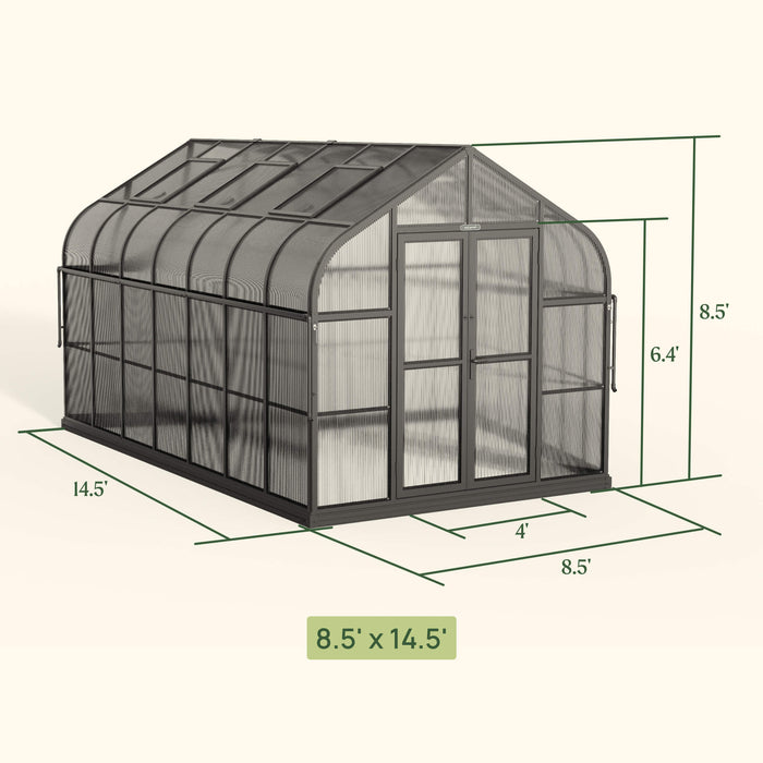 Vego Garden Pacific Greenhouse - 8.5ft Wide VGH0808PCBK
