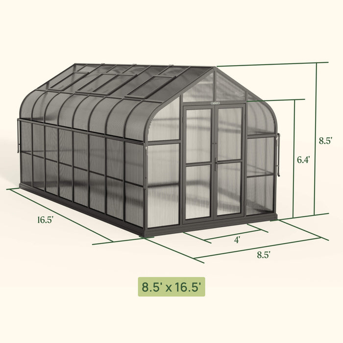 Vego Garden Pacific Greenhouse - 8.5ft Wide VGH0808PCBK