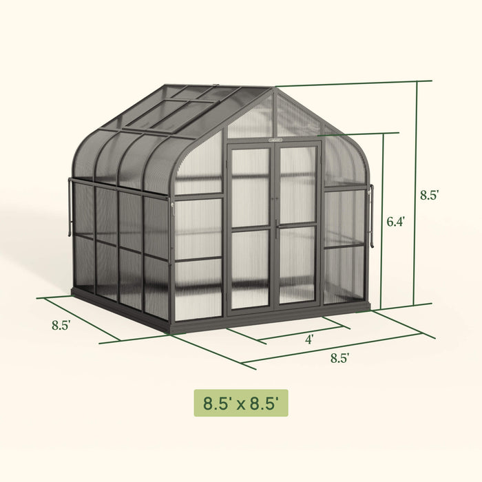 Vego Garden Pacific Greenhouse - 8.5ft Wide VGH0808PCBK