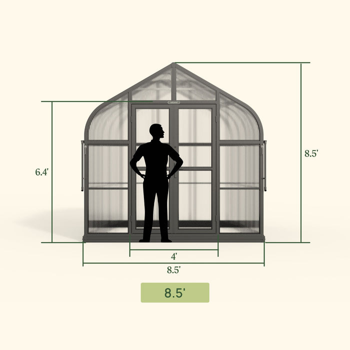 Vego Garden Pacific Greenhouse - 8.5ft Wide VGH0808PCBK