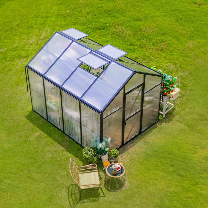 Vego Garden Junior Victorian Greenhouse - 8.0ft Wide VGHJV0808PCBK