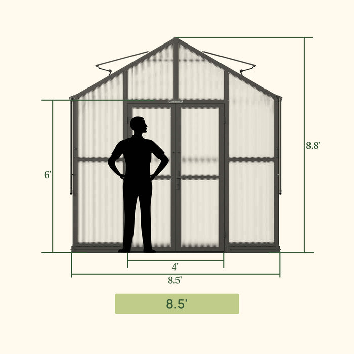 Vego Garden Victorian Greenhouse - 8.5ft Wide VGHV0808PCBK