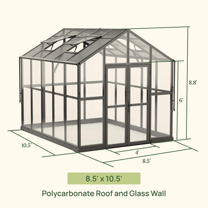 Vego Garden Victorian Greenhouse - 8.5ft Wide VGHV0808PCBK