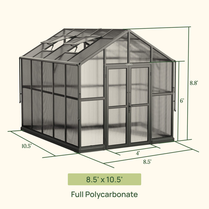 Vego Garden Victorian Greenhouse - 8.5ft Wide VGHV0808PCBK