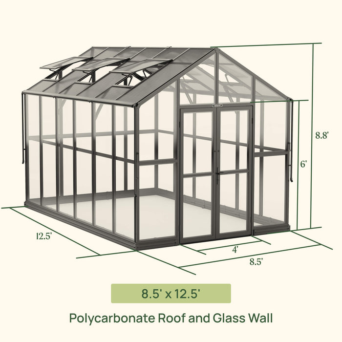 Vego Garden Victorian Greenhouse - 8.5ft Wide VGHV0808PCBK