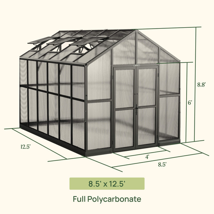 Vego Garden Victorian Greenhouse - 8.5ft Wide VGHV0808PCBK