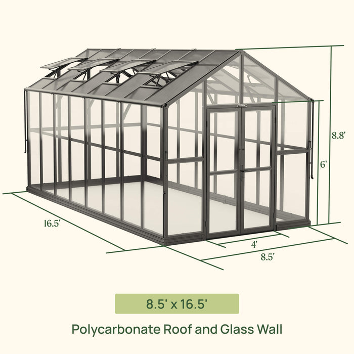 Vego Garden Victorian Greenhouse - 8.5ft Wide VGHV0808PCBK