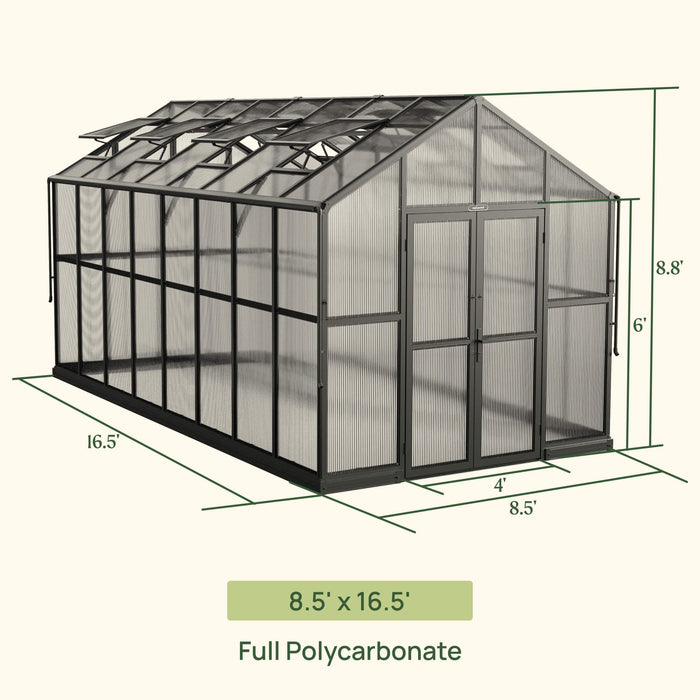 Vego Garden Victorian Greenhouse - 8.5ft Wide VGHV0808PCBK
