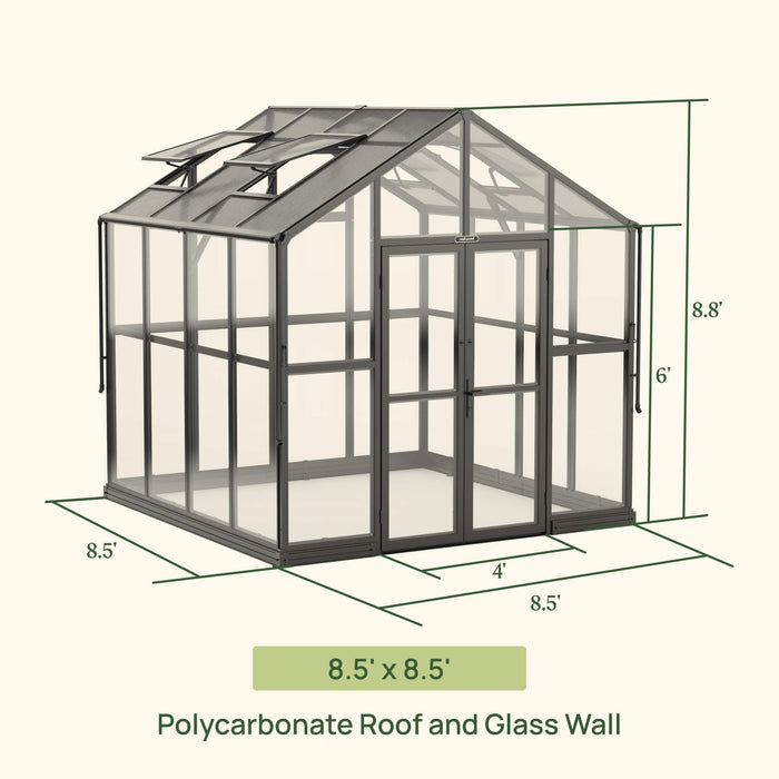Vego Garden Victorian Greenhouse - 8.5ft Wide VGHV0808PCBK