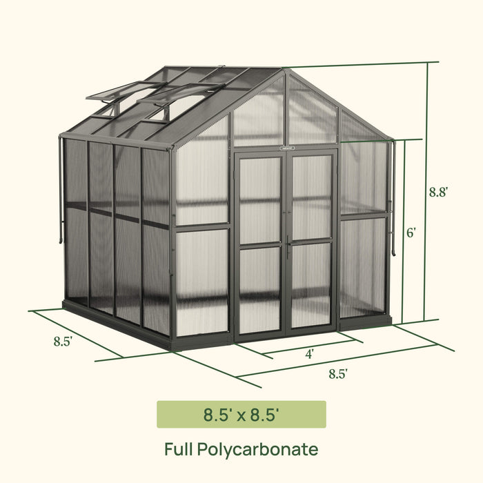 Vego Garden Victorian Greenhouse - 8.5ft Wide VGHV0808PCBK