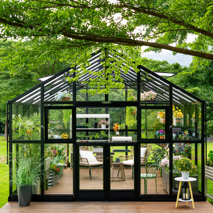 Vego Garden Grand Victorian Greenhouse - 12.5ft Wide VGHV1212PCGLBK