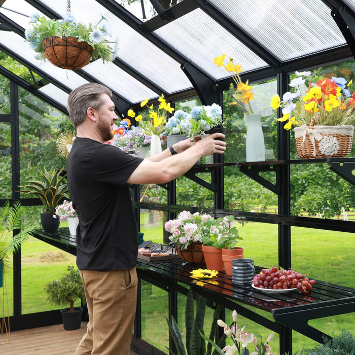 Vego Garden Grand Victorian Greenhouse - 12.5ft Wide VGHV1212PCGLBK