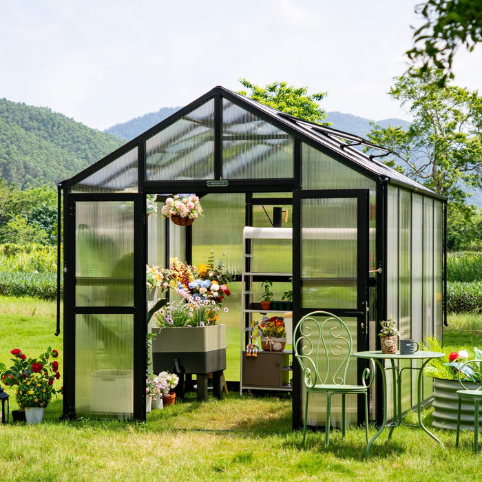 Vego Garden Victorian Greenhouse - 8.5ft Wide VGHV0808PCBK