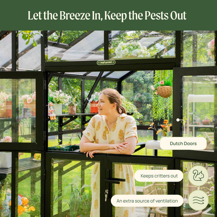 Vego Garden Grand Victorian Greenhouse - 12.5ft Wide VGHV1212PCGLBK
