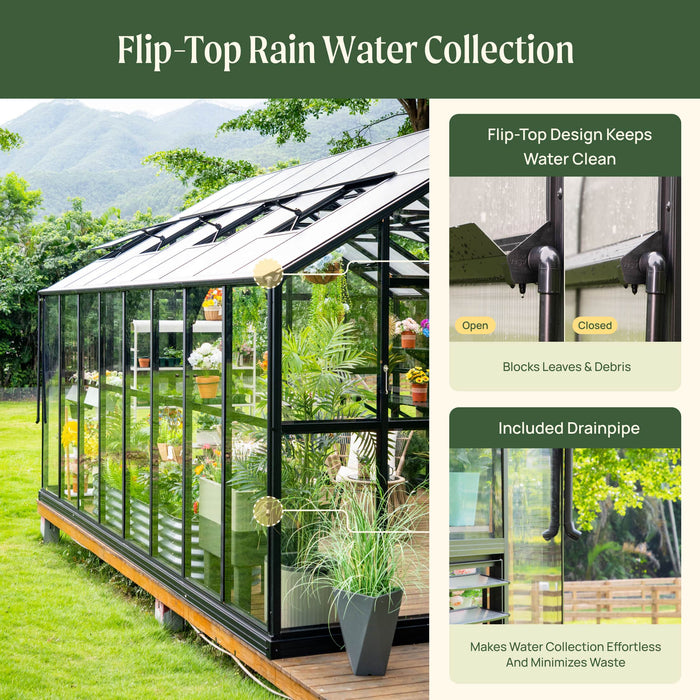 Vego Garden Grand Victorian Greenhouse - 12.5ft Wide VGHV1212PCGLBK