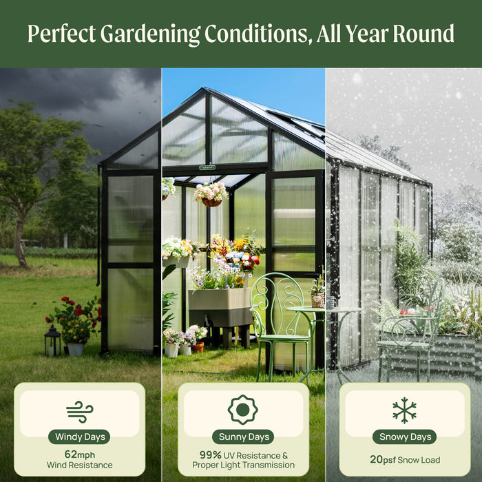 Vego Garden Victorian Greenhouse - 8.5ft Wide VGHV0808PCBK