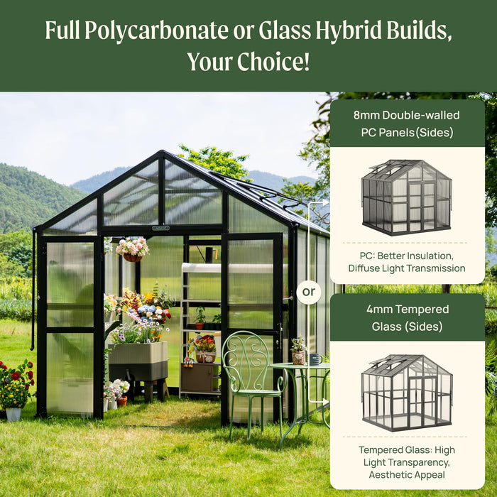 Vego Garden Victorian Greenhouse - 8.5ft Wide VGHV0808PCBK