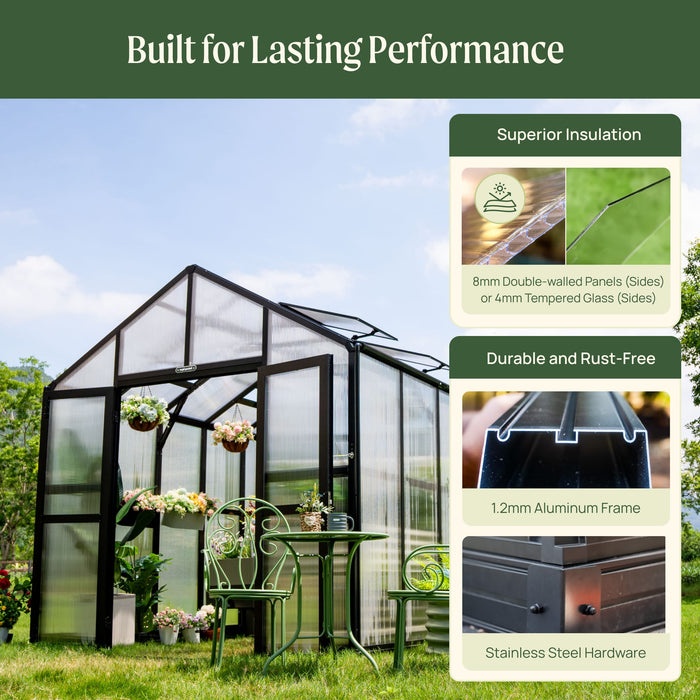 Vego Garden Victorian Greenhouse - 8.5ft Wide VGHV0808PCBK