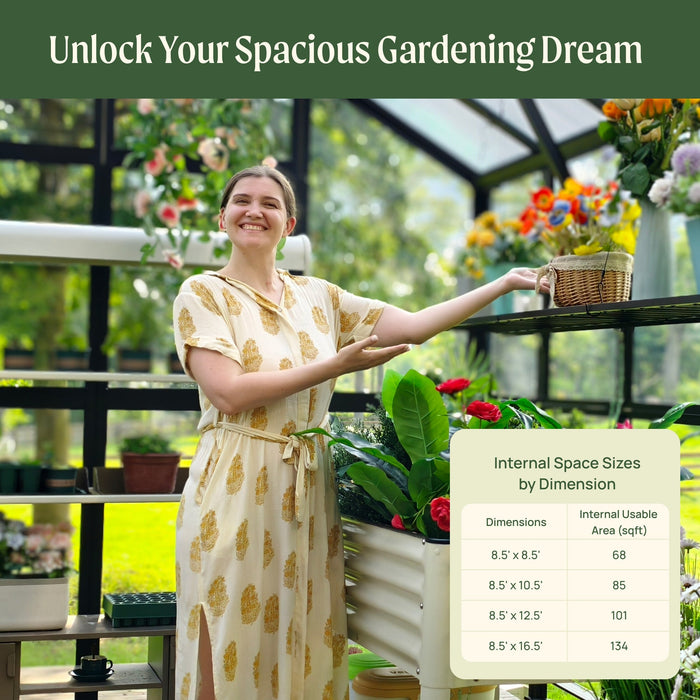 Vego Garden Victorian Greenhouse - 8.5ft Wide VGHV0808PCBK