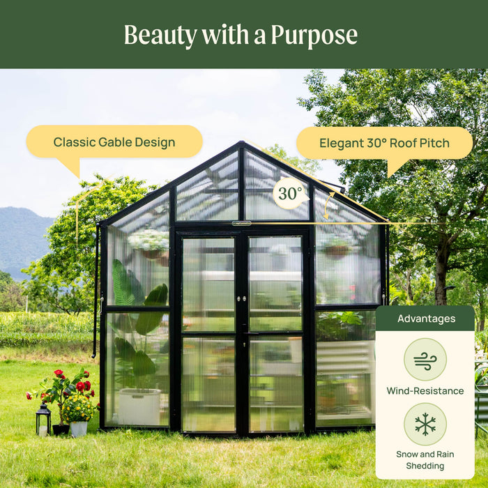 Vego Garden Victorian Greenhouse - 8.5ft Wide VGHV0808PCBK