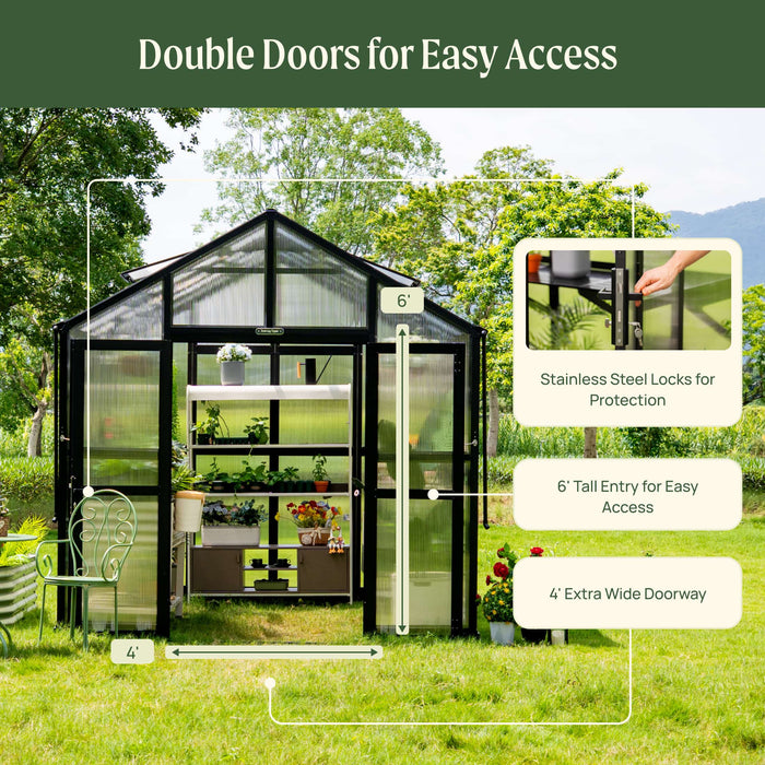 Vego Garden Victorian Greenhouse - 8.5ft Wide VGHV0808PCBK