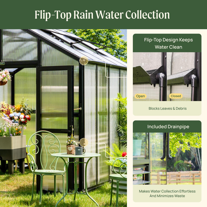 Vego Garden Victorian Greenhouse - 8.5ft Wide VGHV0808PCBK